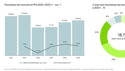 Экспорт аммиака из России за год вырос на 56% и достиг 1,5 млн тонн. Крупнейшие производители