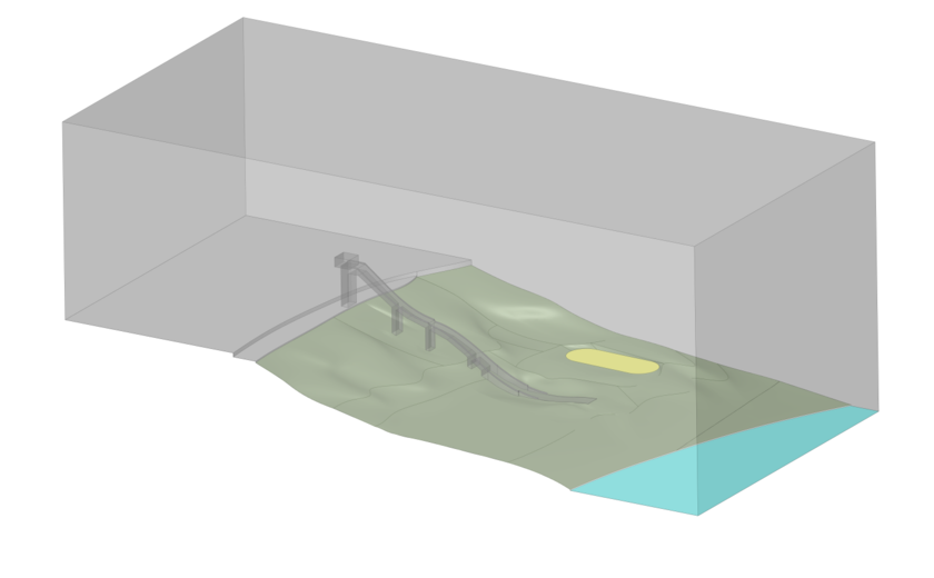 Компьютерная модель трамплина и окружающего рельефа